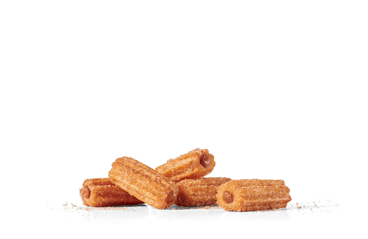 A pile of golden brown mini churros sprinkled with granulated sugar, displayed on transparent background. The churros have a crispy texture and are dusted evenly with sugar, highlighting their traditional ridged surface and tempting appeal.